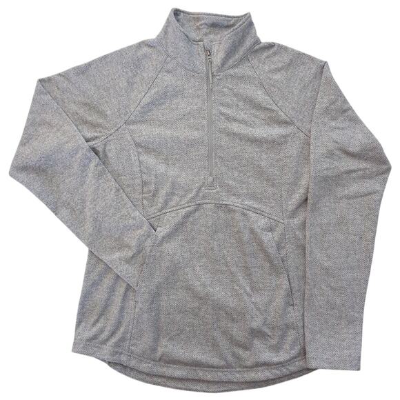 Kyodan Outdoor Gray & White Herringbone 1/4 Zip Tailored Pullover Womens Size L - Picture 1 of 6
